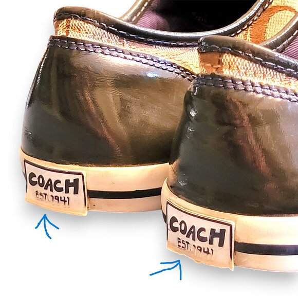 Coach Folly Signature C Sneakers Brown/Green Stripe & Blue Purple Heel Womenโs 8 - Picture 16 of 16